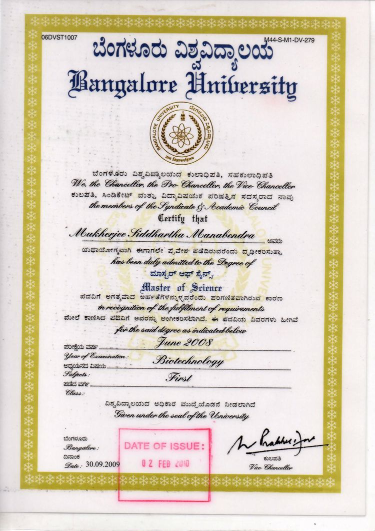 Buy college degree from The Bangalore University