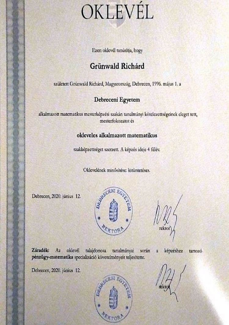 Buy college degree from the Debreceni Egyetem