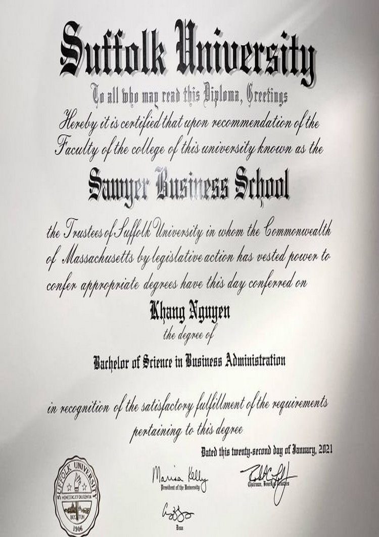 Buy college degree from The Suffolk University