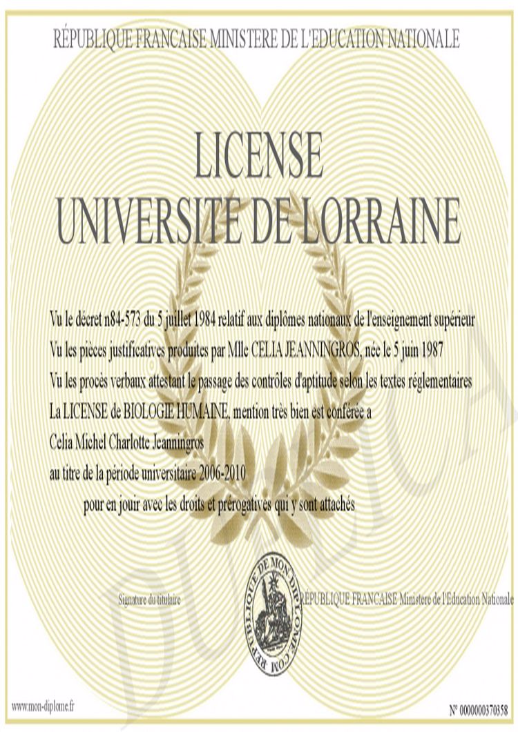 Buy college degree from The Université de Lorraine