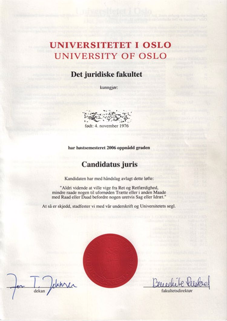 Buy college degree from The Universitetet i Oslo
