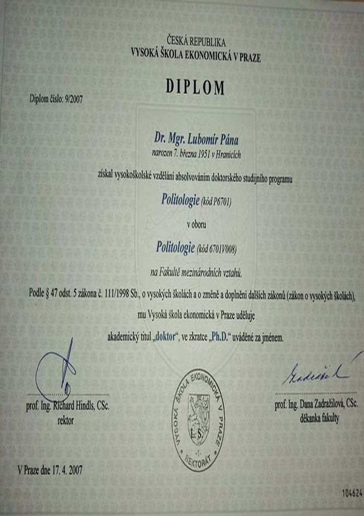 Buy college degree from The Vysoká škola ekonomická v Praze